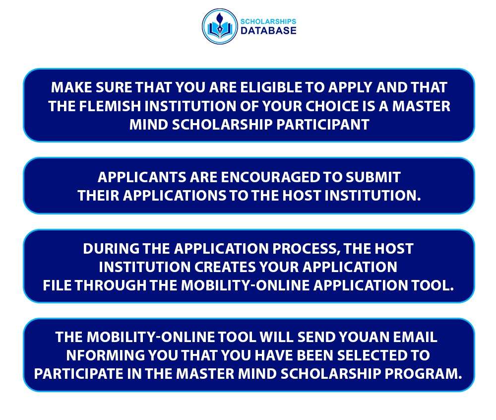 Infographic about Application Process of Master Mind Scholarships in Belgium